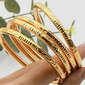 4 pcs Copper 24K Gold Plated Bangles  Luxury Bracelet Arabic Jewelry Bangles